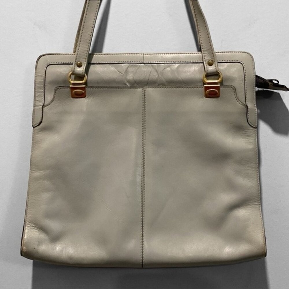VINTAGE Grey All Leather Classic Shoulder Purse